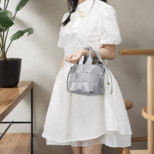 New Chinese Style Handmade Bucket Bag Woven Design Basket Handbag New Mini Crossbody Bag for Women