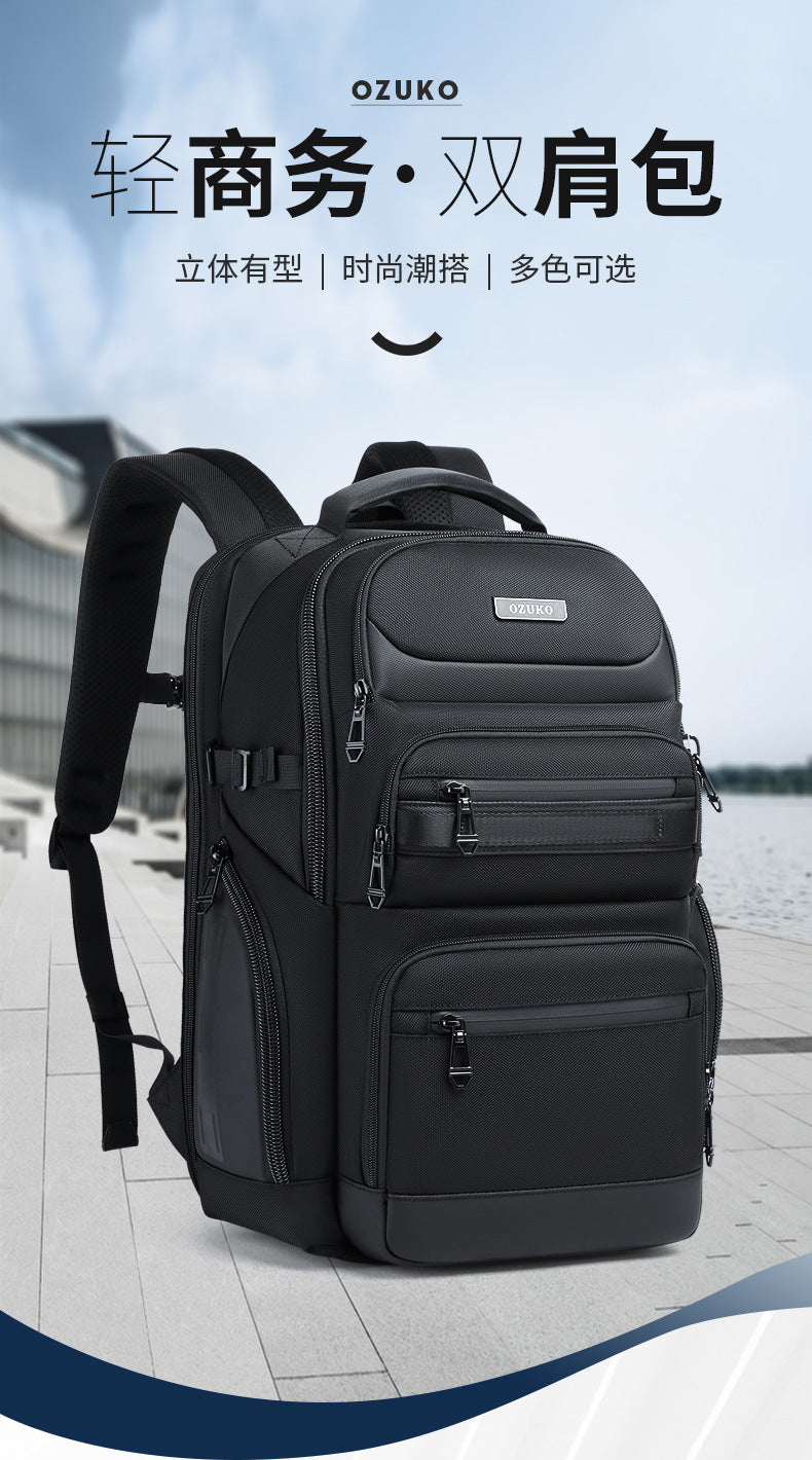OZUKO Business Backpack Men's Computer Backpack Waterproof High-end Business Travel College Student Commuting School Bag - 图片 8