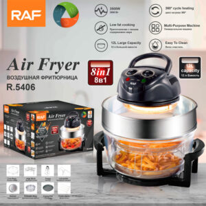 RAF European Standard Air Fryer12L Large Capacity Multi-Functional Visual Electric Fryer Household Glass 8-in-1