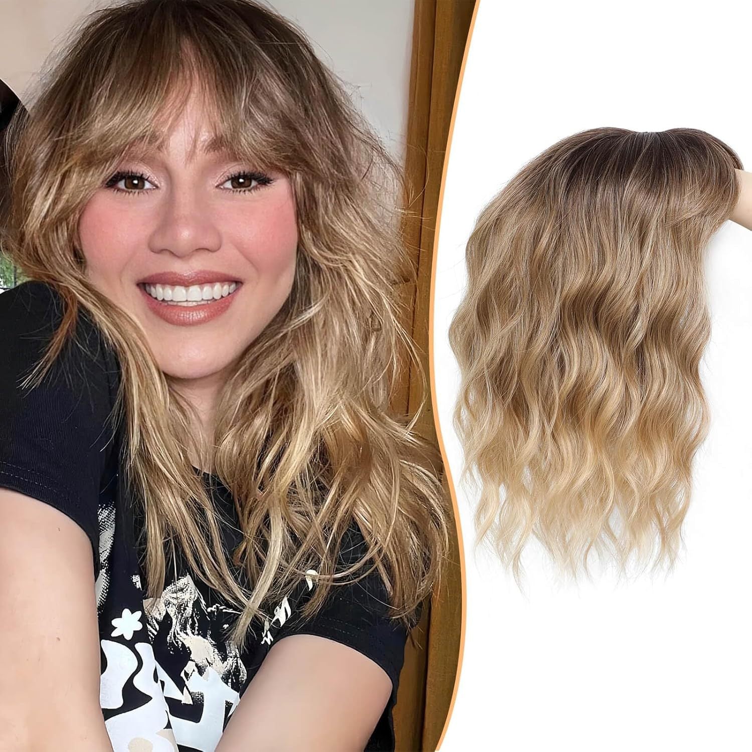 141 Inch European and American Style Synthetic Hair Patch with Bangs to Cover Scalp, Hair Patch water topper - 图片 8