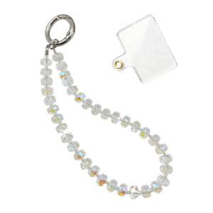 Car Wheel Crystal Pendant Simple Handheld Chain Keychain Handmade Beaded Short Wrist Strap Lanyard Phone Chain