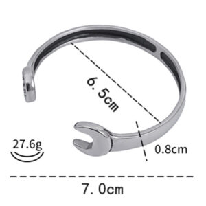 New Titanium Steel Fashion Personality Trendy Cool Men's Personality Open Stainless Steel Wrench Bracelet Factory Direct Sale