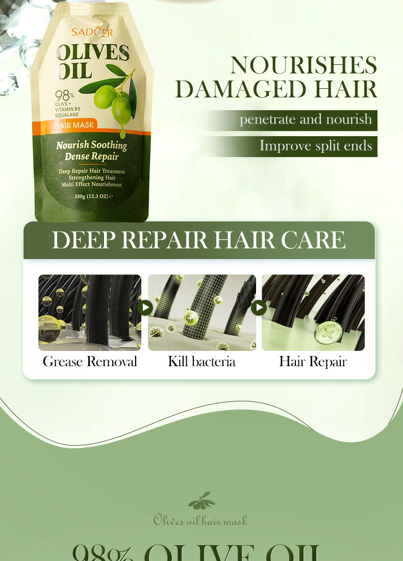 Olive Oil Hair Mask350g SADOER Repair and Improve Frizz Bagged Hair Mask Cross-Border Wholesale - 图片 15