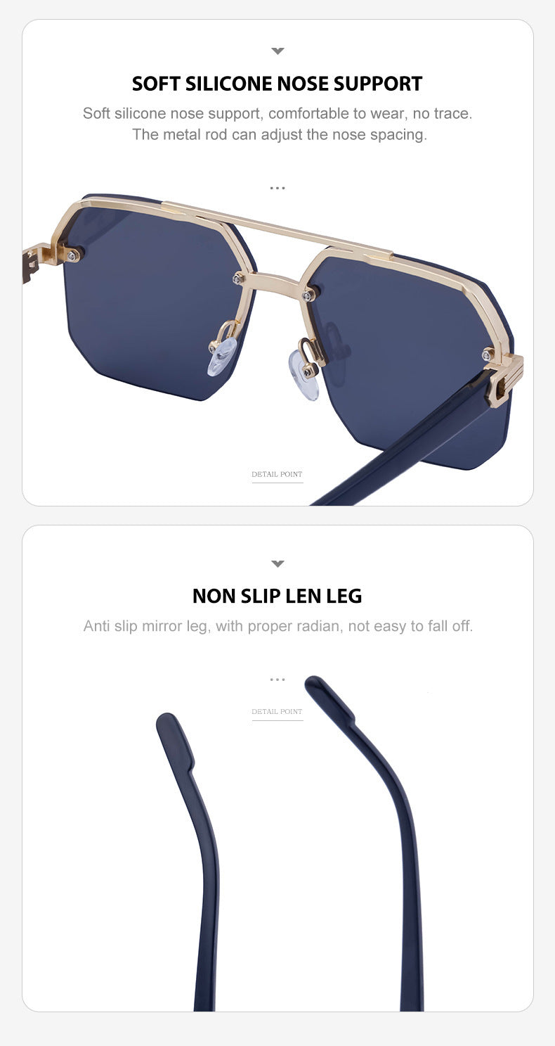 2025New style sunglasses with a high-end feel, European and American half-frame glasses, fashionable sunglasses for women with UV protection sunglasses - 图片 17