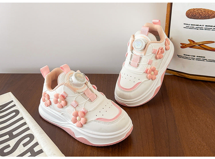 Children's Sports Shoes Spring and Autumn2025New Student Knob Girls' White Sneakers Versatile Casual Girls' Running Shoes - 图片 23