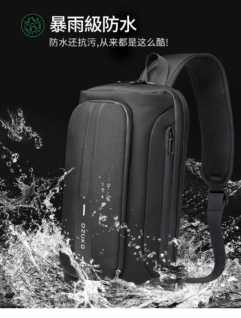 OZUKO Men's Functional Chest Bag Waterproof Crossbody Bag Multifunctional Shoulder Bag Outdoor Sports Large Capacity Trendy Bag - 图片 22