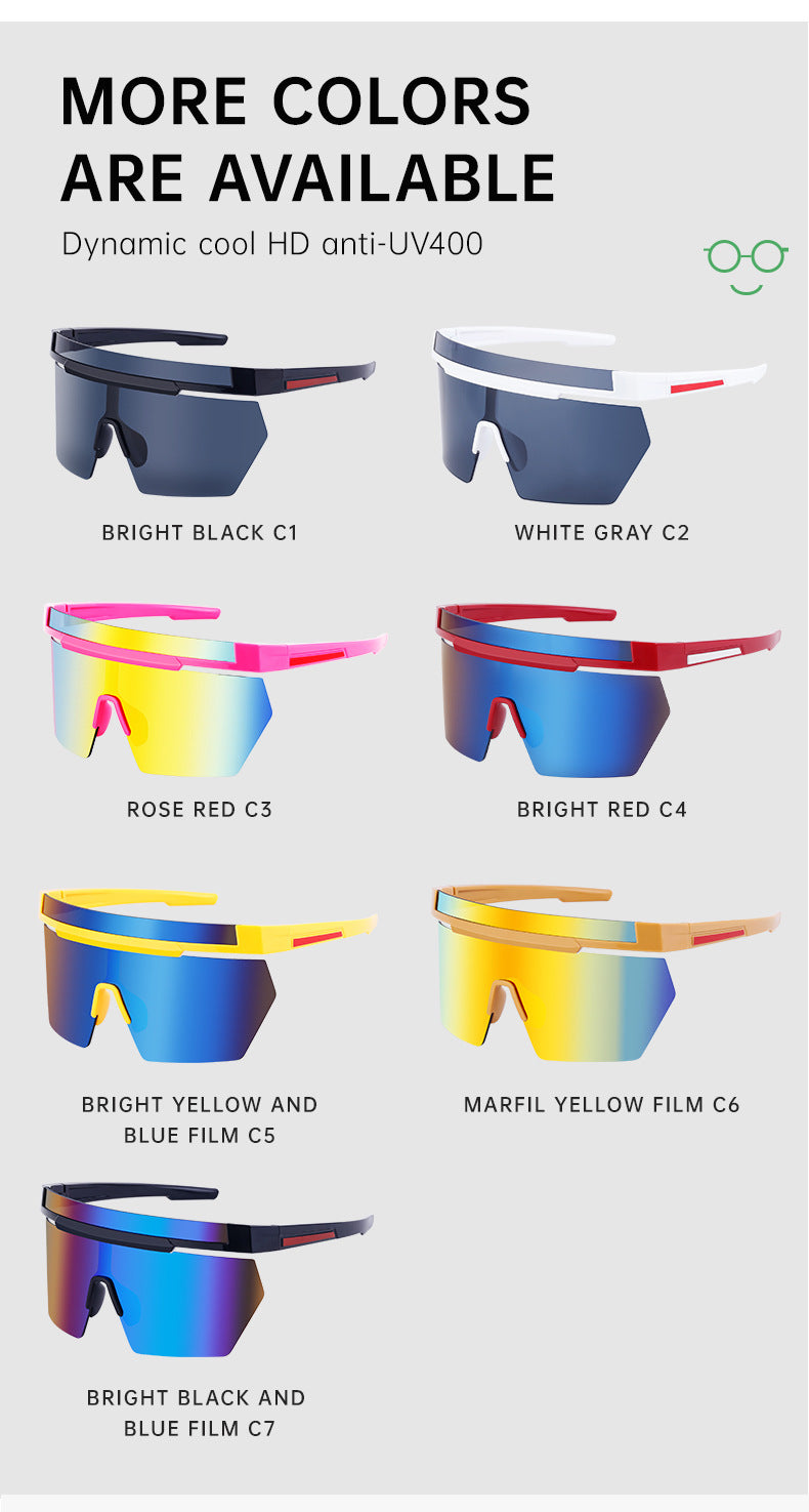 European and American Style Colorful Outdoor Sports Cycling Sunglasses for Women Trendy Fashion One-piece Windproof Sunglasses for Men Wholesale - 图片 15