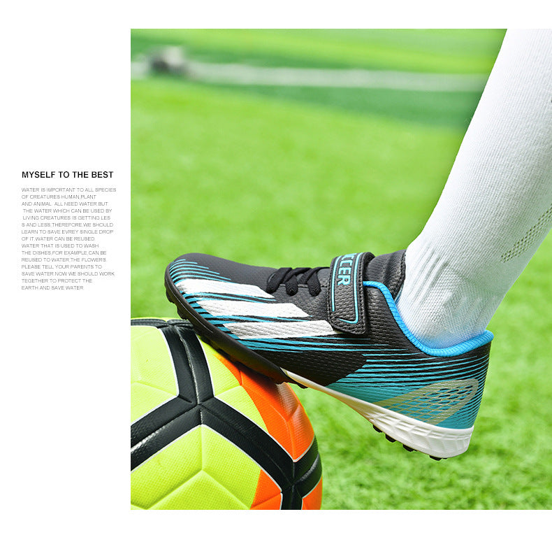 New football shoes for men and women with Velcro for children TF Broken Nail Style Youth Student Grassland Flat Training Shoes - 图片 21