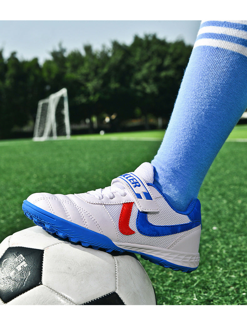 New football shoes for men and women with Velcro for children TF Broken Nail Style Youth Student Grassland Flat Training Shoes - 图片 24