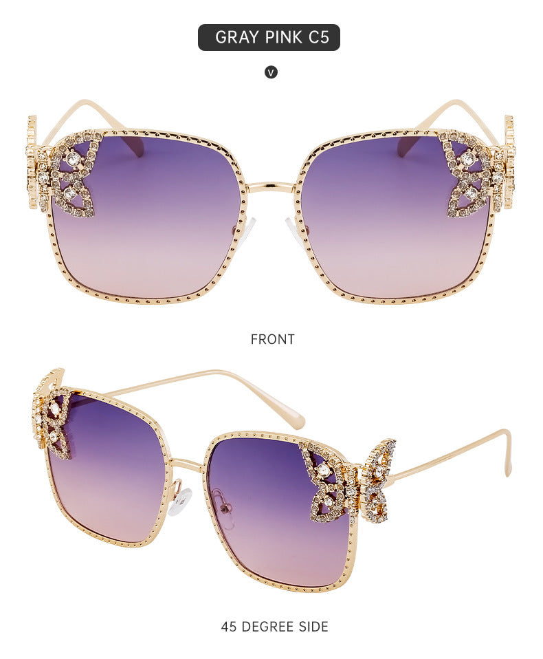 European and American Fashion Personality Butterfly Diamond Sunglasses for Women Metal Frame Sunglasses Women's Sun Protection Glasses shades - 图片 20
