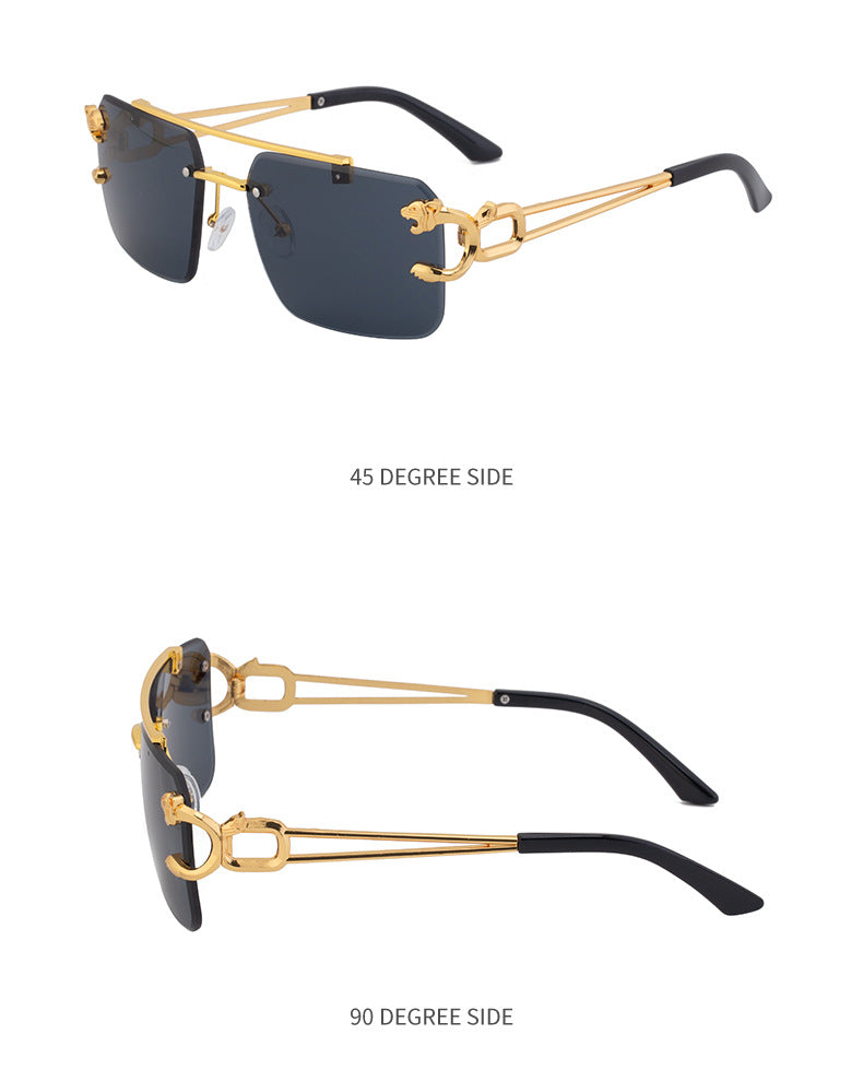 European and American Retro Double Bridge Sunglasses for Men Fashion Leopard Rimless Cut Edge Sunglasses for Women Wholesale shades - 图片 28