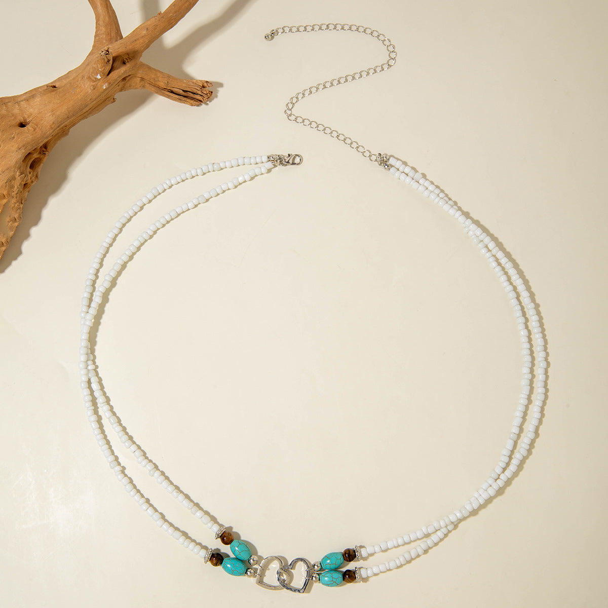 Wholesale Bohemian Vacation Style Rice Bead Turquoise Jewelry Set Metal Heart Jewelry - 图片 25