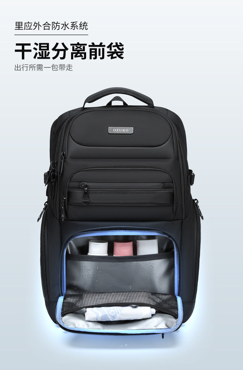 OZUKO Business Backpack Men's Computer Backpack Waterproof High-end Business Travel College Student Commuting School Bag - 图片 16