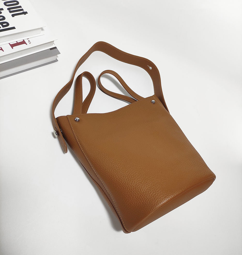 Guangzhou Genuine Leather Women's Bag Large Capacity Tote Bag Top Layer Cowhide Bucket Bag Handheld Shoulder Crossbody Bag Trendy - 图片 38