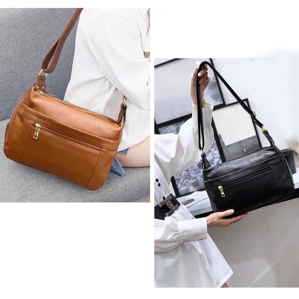 Guangzhou Shiling Genuine Leather Women's Bag for Middle-aged and Elderly Mothers, Multi-pocket Large Capacity Single Shoulder Crossbody Bag Trend - 图片 32