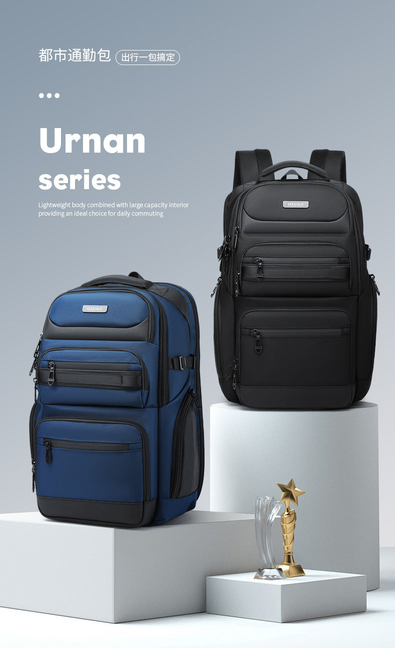 OZUKO Business Backpack Men's Computer Backpack Waterproof High-end Business Travel College Student Commuting School Bag - 图片 11