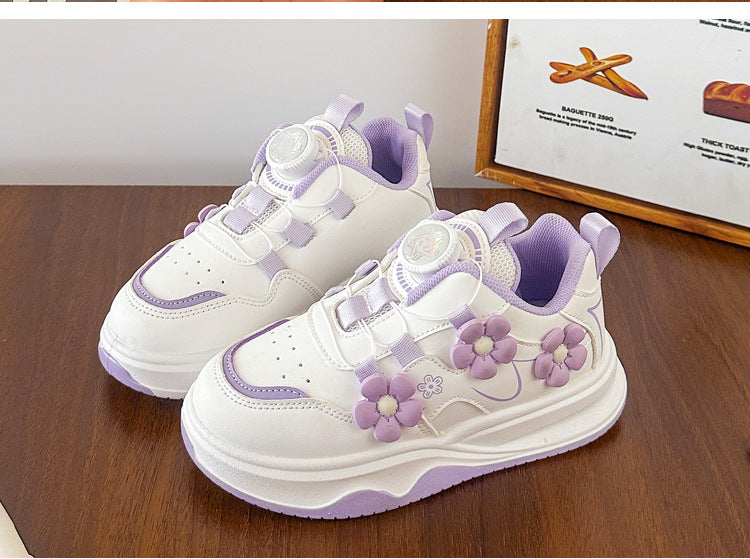 Children's Sports Shoes Spring and Autumn2025New Student Knob Girls' White Sneakers Versatile Casual Girls' Running Shoes - 图片 27