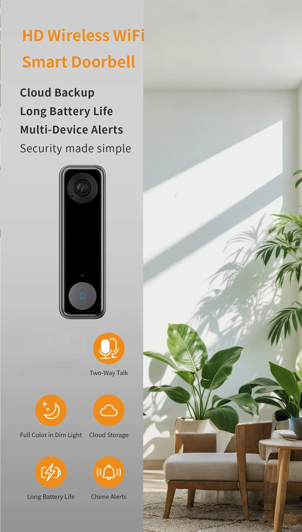 Intelligence Z70Doorbell for Home Use Low Power Consumption Wireless wifi Video Doorbell HD Night Vision Surveillance Doorbell with Ding Dong - 图片 7
