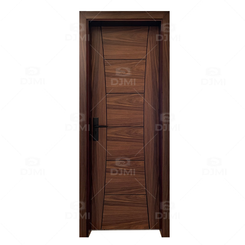 European Luxury Apartment Wooden Room Interior Doors Flush Series Wood Veneer MDF Wooden Door - 图片 3
