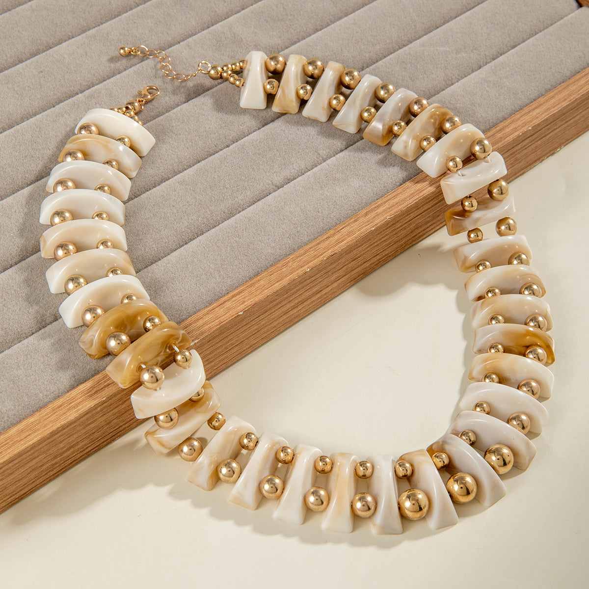 European and American Fashion Trend Exaggerated Necklace Geometric personalized handmade beaded Bohemian style necklace - 图片 8