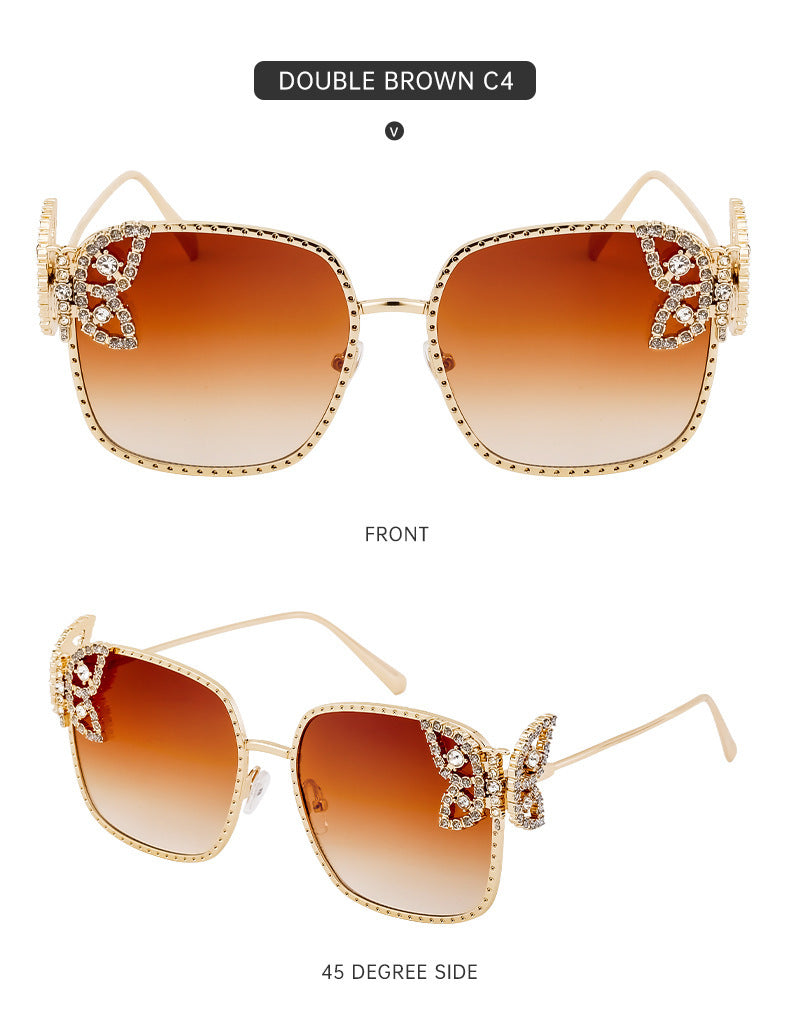 European and American Fashion Personality Butterfly Diamond Sunglasses for Women Metal Frame Sunglasses Women's Sun Protection Glasses shades - 图片 19