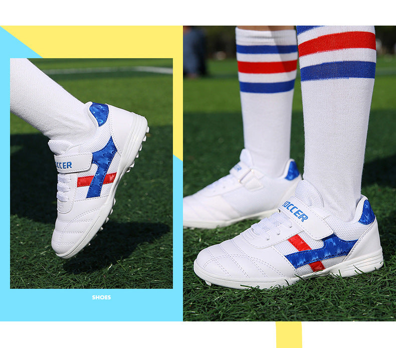 New football shoes for men and women with Velcro for children TF Broken Nail Style Youth Student Grassland Flat Training Shoes - 图片 56