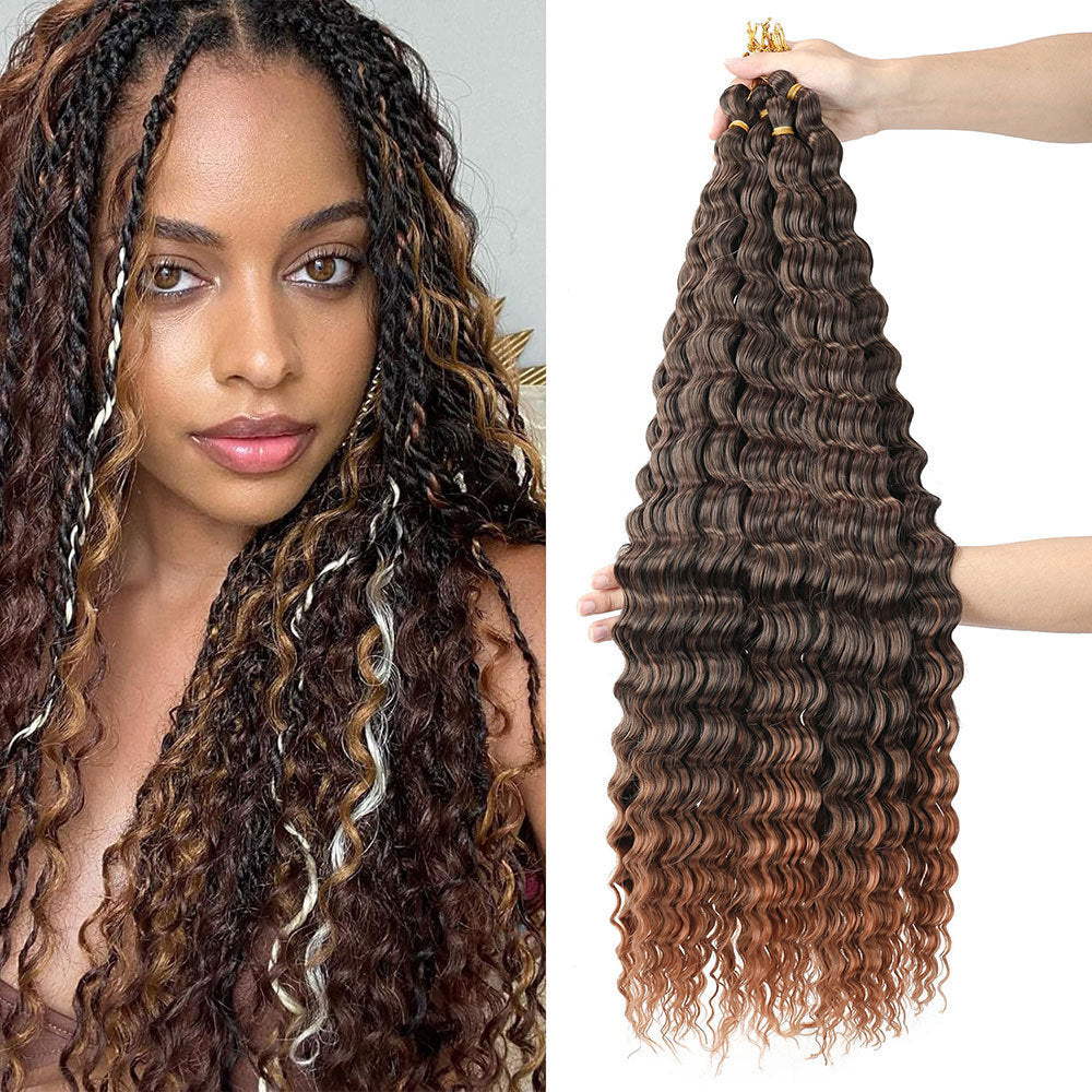 European and American Cross-Border African Synthetic Hair Wig Crochet Hair Extensions Curly Hair Piece DeepWaterWaveHair Long Curly Hair - 图片 12