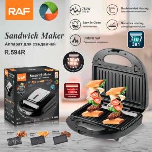 RAF European Standard 3-in-1 Waffle Maker Breakfast Machine Portable Baking Steak Home Multi-Functional 594R