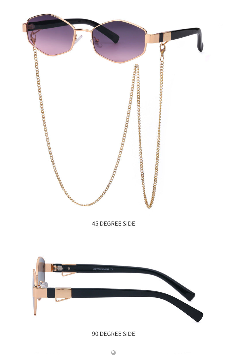 New Women's Sunglasses Fashion Chain Personality Round Frame Korean Style Sunglasses Wholesale Glasses sunglasses - 图片 25