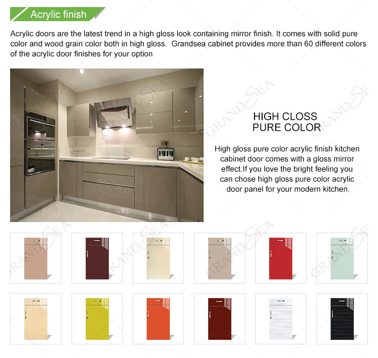Modern Acrylic Kitchen Design Unit Cabinet Door Modular Lacquer Kitchen Cabinet - 图片 12