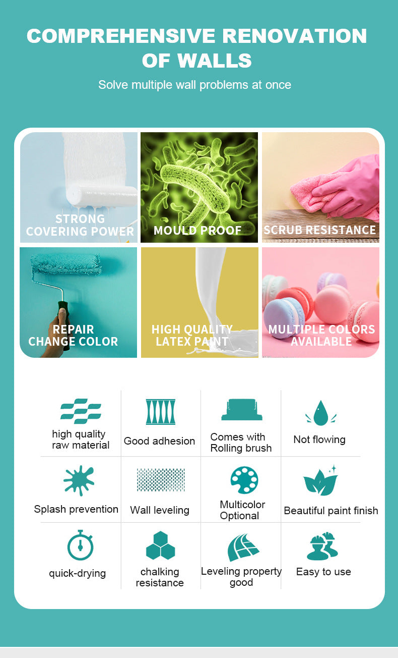 Tik Tok Same Style Small Roller Brush Paint Odorless Wall Repair Paste for Dirt and Graffiti, Latex Paint Repair - 图片 14