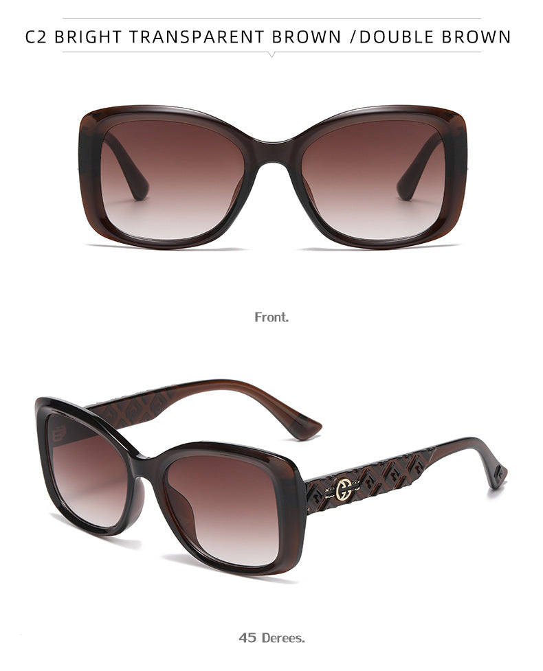 2025New European and American Fashion Large Frame Cat Eye Sunglasses for Women High-end Sun Protection Sunglasses for Women Trendy sunglasses - 图片 19