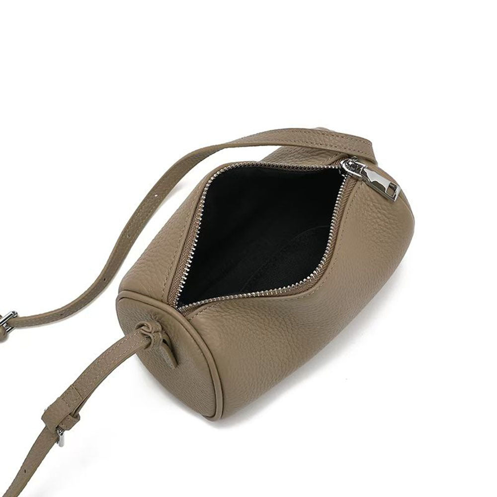 Genuine Leather Women's Bag Round Handbag Top Layer Cowhide Simple Versatile Underarm Shoulder Bag Pillow Crossbody Small Bag - 图片 10