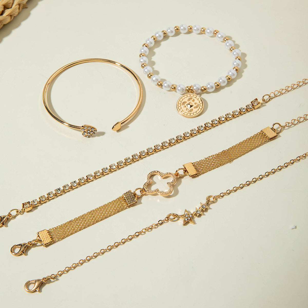 European and American Jewelry High-End Imitation Crystal Butterfly Bracelet Set Fashion Inlaid Diamond Heart Bracelet Wholesale - 图片 45