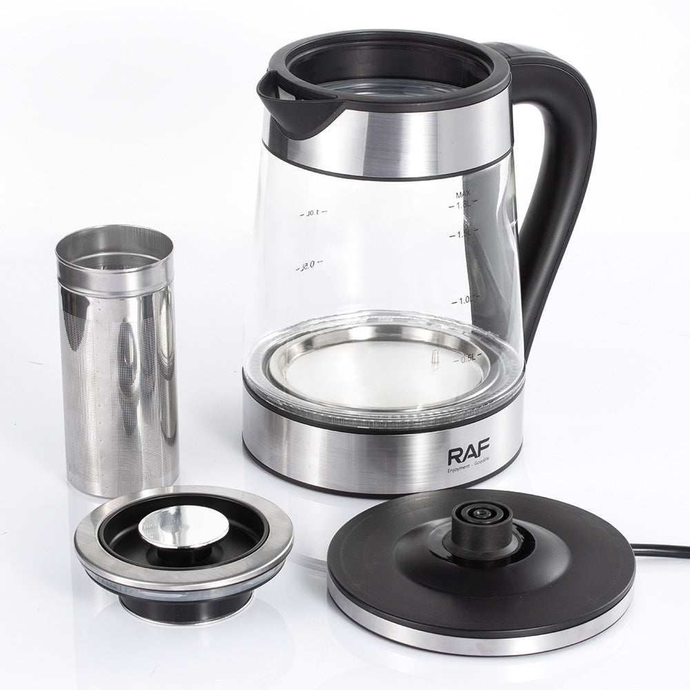 RAF European Standard Electric Kettle Automatic Power Off High Borosilicate Glass Electric Kettle LED Adjustable Temperature with Filter Plug7202 - 图片 3