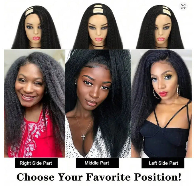 Factory Direct Sale V-part brown Yaki Straight Wig - 图片 17