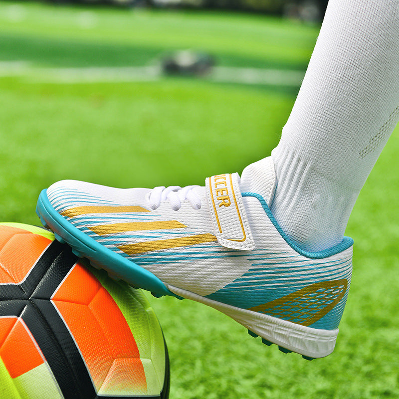 New football shoes for men and women with Velcro for children TF Broken Nail Style Youth Student Grassland Flat Training Shoes - 图片 3