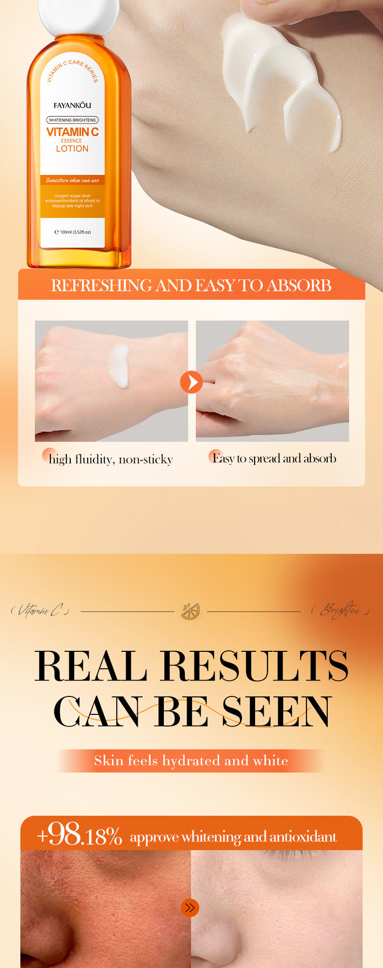 VC Whitening and Brightening Essence Lotion FAYANKOU Moisturizing lotion cross-border foreign trade wholesale - 图片 14