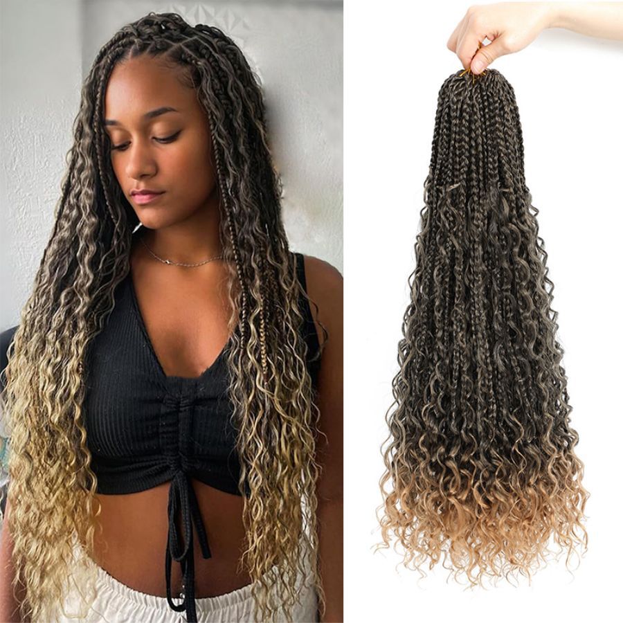 Cross-border European and American Synthetic Hair Wigs Box Braids Bohemian Curly Three-strand Braid Fly Hook Needle Hair Braid - 图片 11