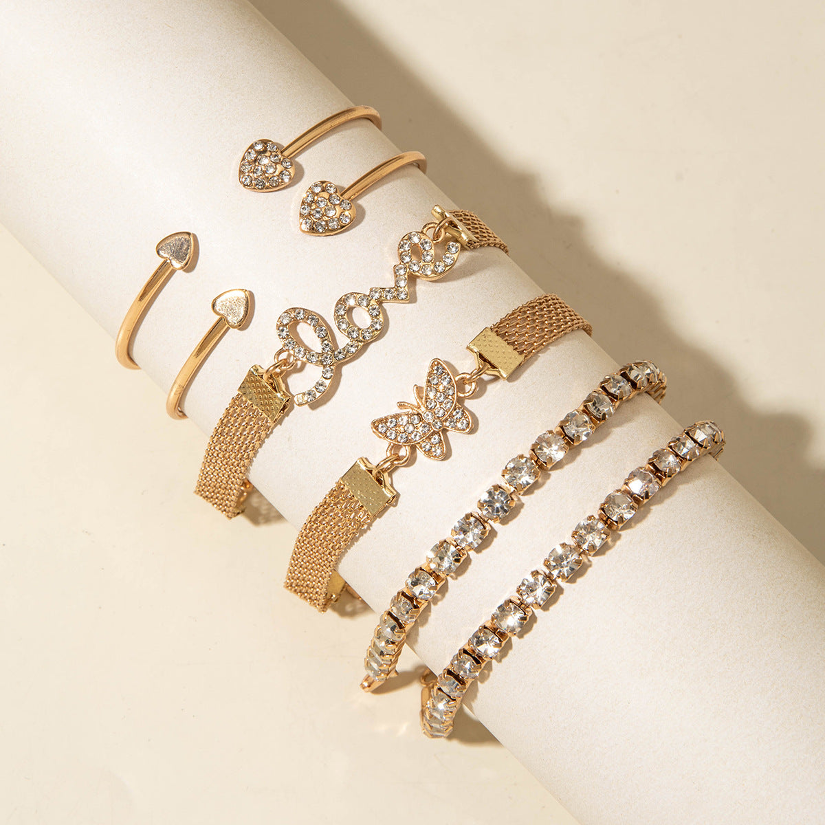 European and American Jewelry High-End Imitation Crystal Butterfly Bracelet Set Fashion Inlaid Diamond Heart Bracelet Wholesale - 图片 49