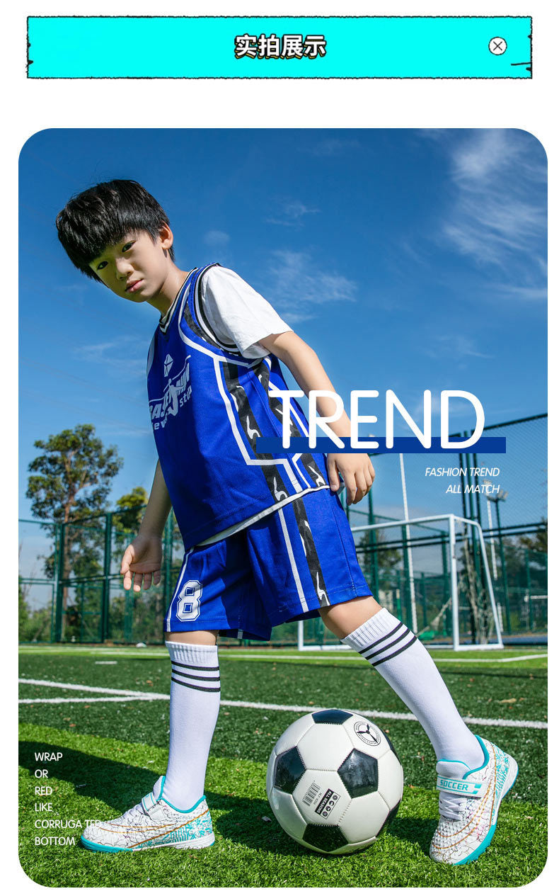 New Football Shoes for Men and Women, Children's Low-top Anti-collision Spike Magic Tape No-tie Grass Training Sports Shoes - 图片 18