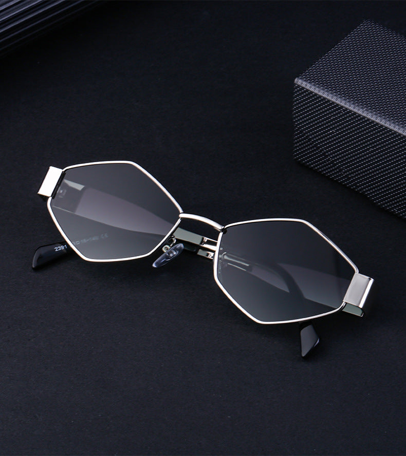European and American Fashion Irregular Metal Sunglasses for Women Trendy Personality Wide Temple Sunglasses Wholesale sunglass - 图片 16