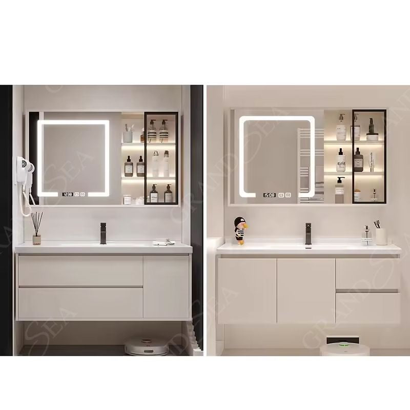 Modern Simple Design Bath Wall Mounted Bathroom Mirrored Vanity Cabinet With Ceramic Sink - 图片 4