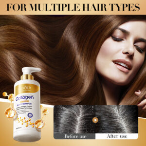 Collagen Anti-Dandruff Shampoo500ml SADOER Smooth Clean Fluffy Shampoo Wholesale