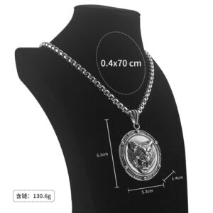 Domineering Personality Tiger Stainless Steel Pendant Titanium Steel Trendy Cool European and American Hip-Hop Animal Round Pendant Necklace Wholesale