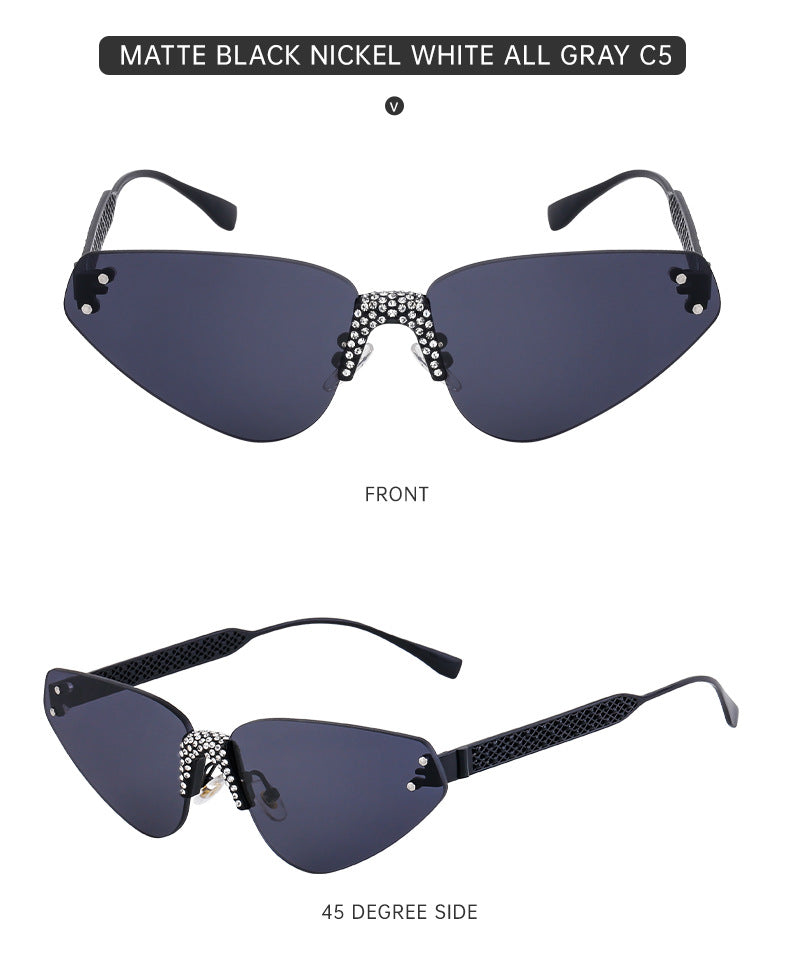 New European and American Fashion Frameless Sunglasses with Rhinestones for Women Outdoor Street Style Sunglasses Women Sun Protection Wholesale shades - 图片 26