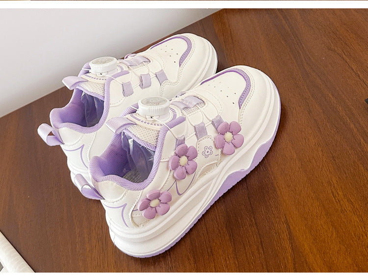 Children's Sports Shoes Spring and Autumn2025New Student Knob Girls' White Sneakers Versatile Casual Girls' Running Shoes - 图片 29