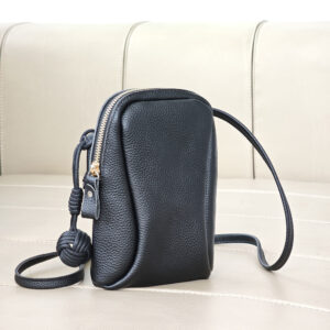 Niche Genuine Leather Phone Bag for Women2025Korean Style Fashion Versatile Lightweight Woven Ball Small Crossbody Bag