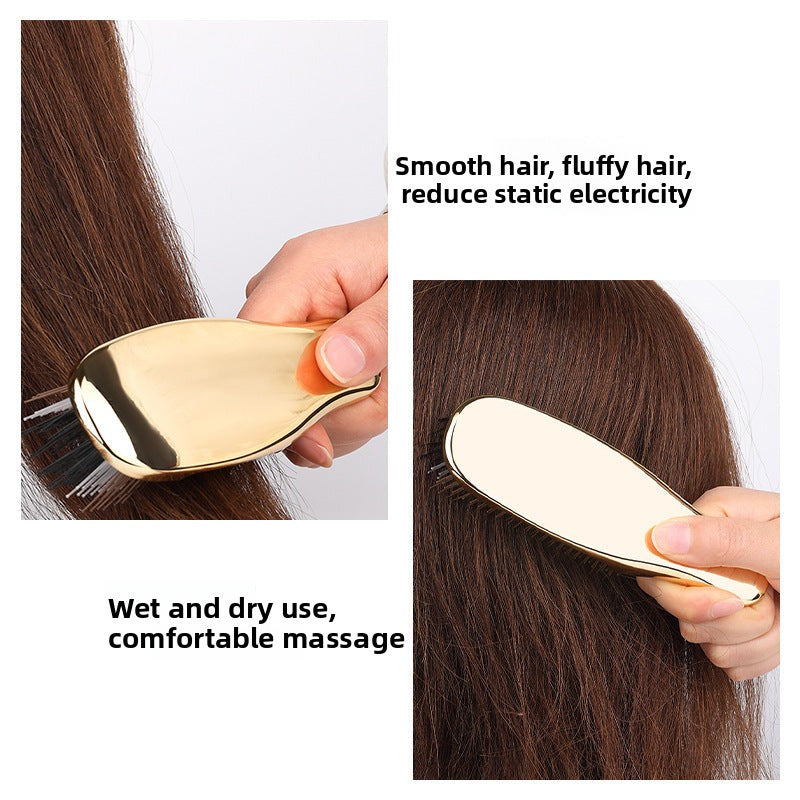 Cross-Border Electroplated Handle Comb Head Meridian Massage Comb Scalp Cleaning Dry and Wet Dual-Use Portable Styling Hair Comb - 图片 15