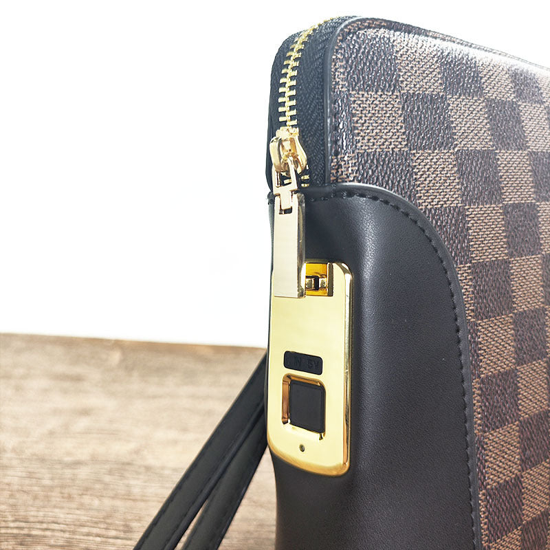 Fingerprint Lock Clutch Bag Large Capacity Business Men's Genuine Leather Handheld Luxury Woven Clutch Portable Fingerprint Unlock - 图片 16